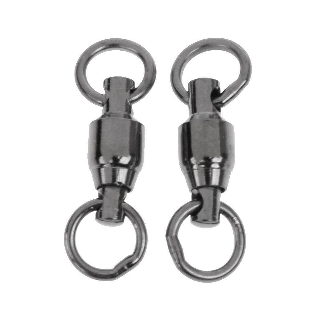 30pcs Heavy Duty Ball Bearing Swivel Solid Rings Fishing Swivels Black 1#