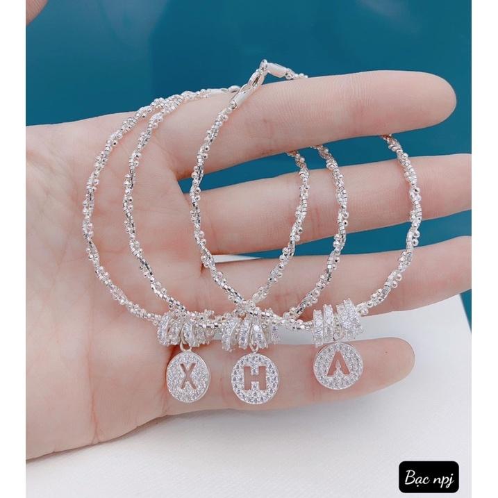 Lắc tết xoắn mix charm chữ , Vòng tay nữ Bạc Ta ️ SIÊU HOT ️ - Bạc Npj