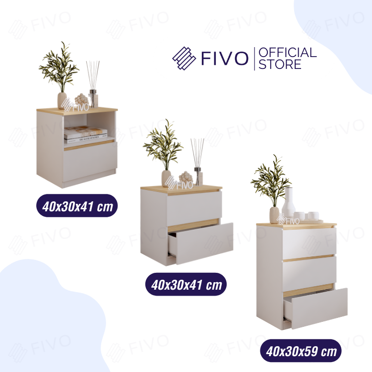 Tủ Đầu Giường Gỗ FIVO FT19 Có Hộc, Ngăn Kéo Cao Cấp, Tay Cầm Thiết Kế Thẩm Mỹ