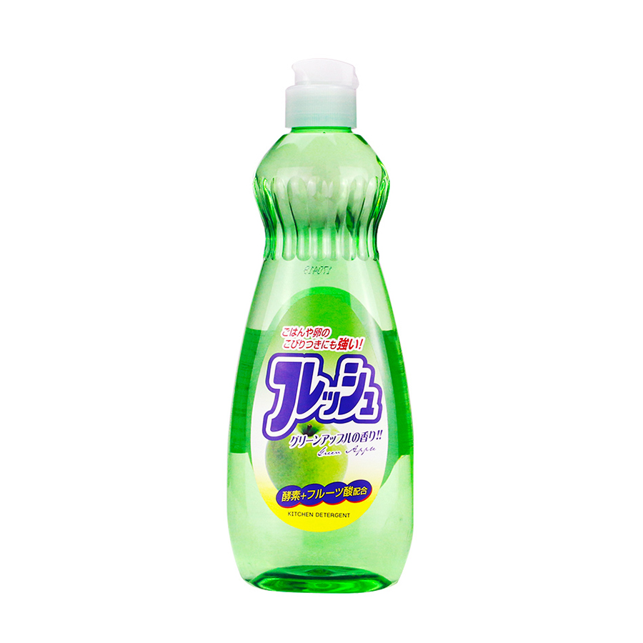 Combo Chai nước rửa bát chén hương táo 600ml Rocket + Găng tay đa năng Pocket (Size S)- Nội địa Nhật Bản