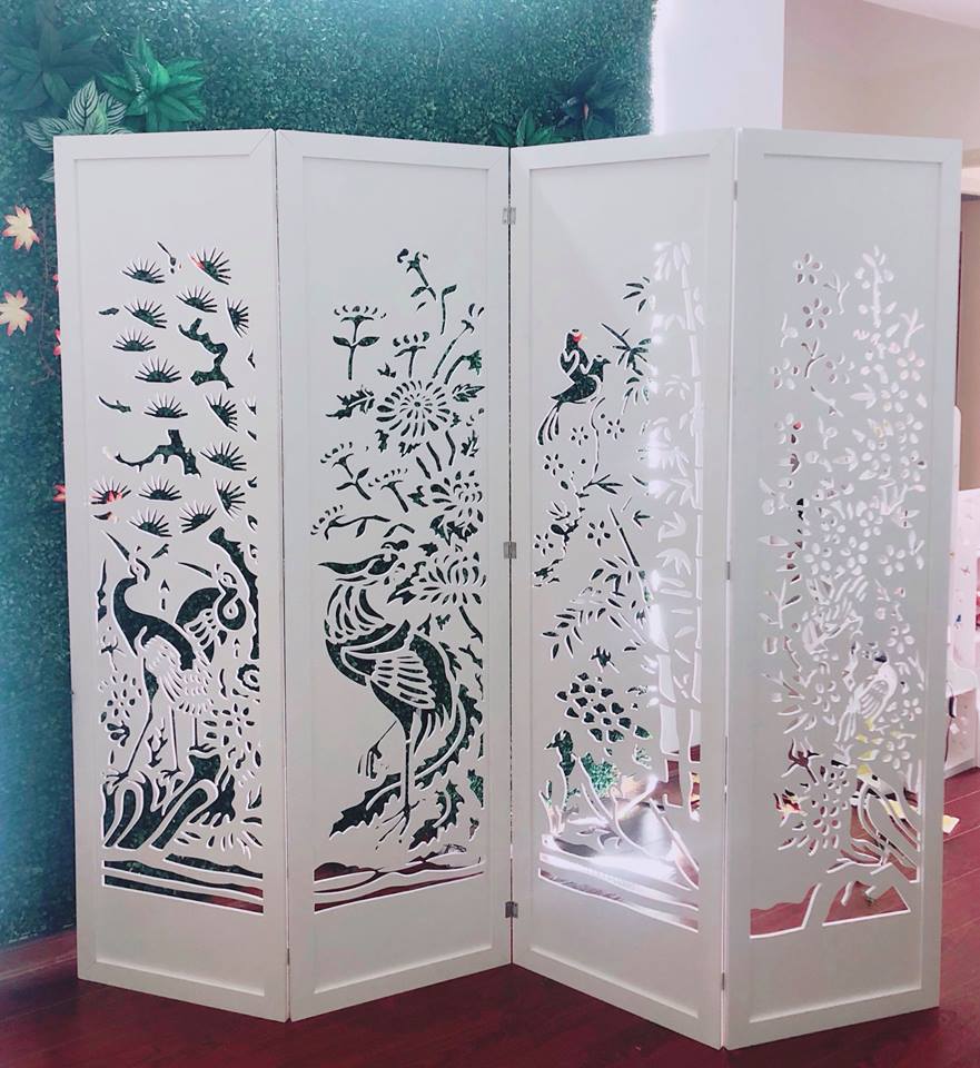 VÁCH NGĂN BÌNH PHONG TỨ QUÝ (TÙNG CÚC TRÚC MAI)