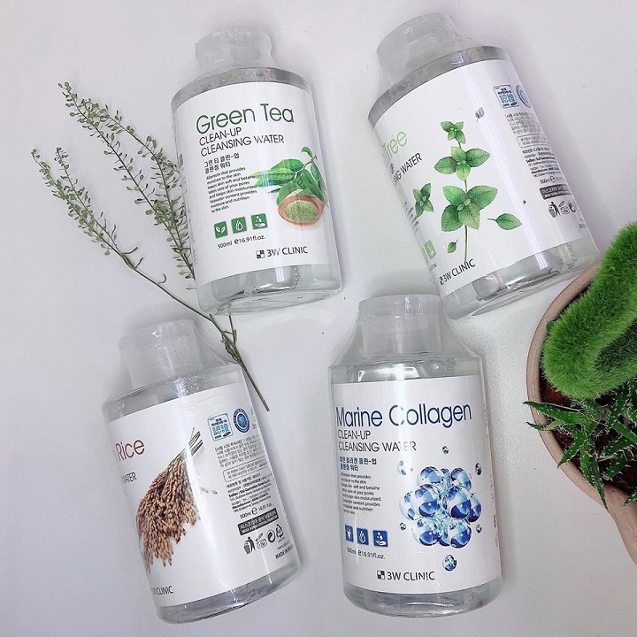 Nước tẩy trang tinh chất trà xanh 3W CLINIC Hàn Quốc 500ml