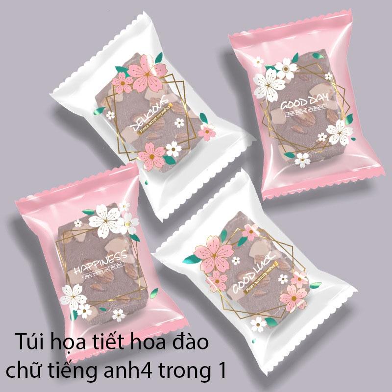 Túi đựng bánh kẹo, trà 7x10 hàn nhiệt hoạ tiết Chữ Tiếng Anh 4 in 1 - VUA BAO BÌ