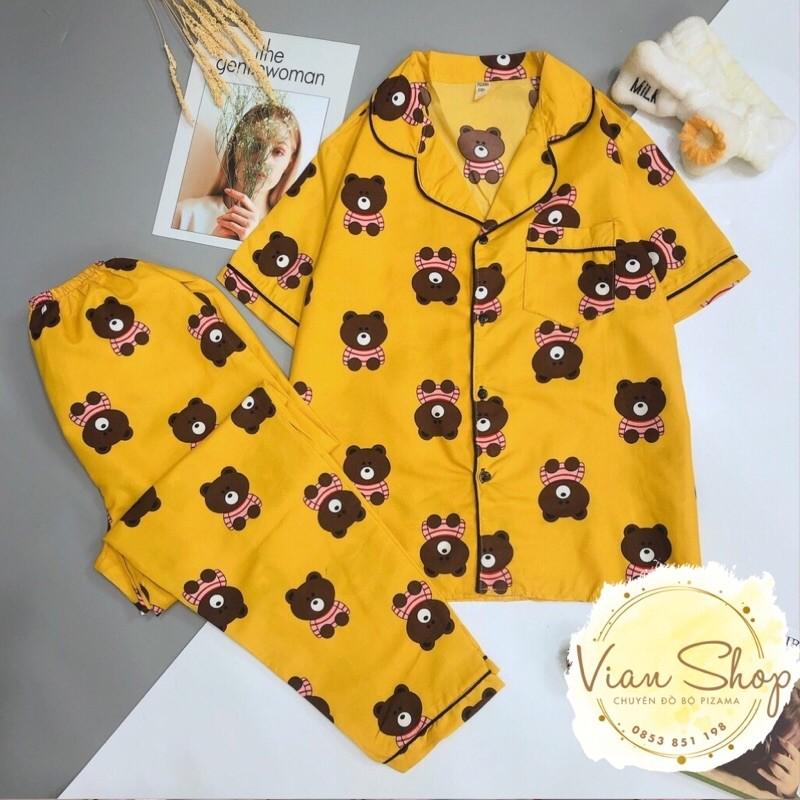 Bộ đồ pijama  Bộ Đồ Ngủ Mặc Nhà Kate Thái Cộc Dài Hoạ Tiết Dễ Thương