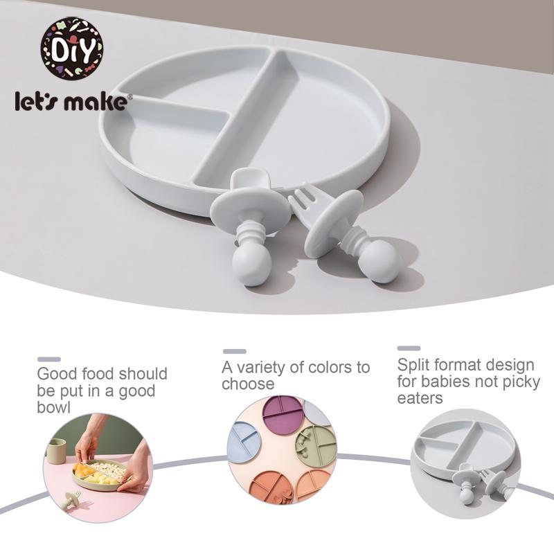 Ô Gấp Ngược Làm 3 Cái/bộ Ốp Dẻo Silicon Giỏ Muỗng Nĩa Cho Bé Bộ Đồ Ăn Thực Phẩm Không Chứa BPA Hút Khay Chống Trơn Trượt Trẻ Em sản Phẩm Ăn Tối