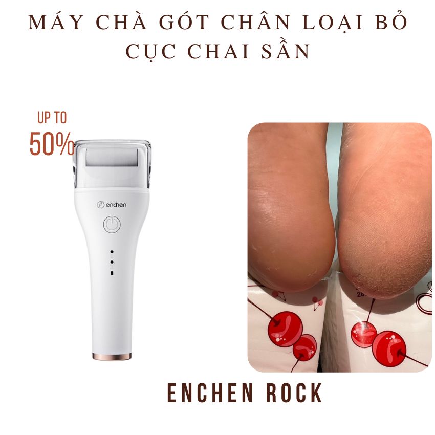 Máy chà da chết gót chân Enchen Rock làm mềm cục chai nứt nẻ gót chân, khuỷu tay - Tặng kèm 2 miếng chà