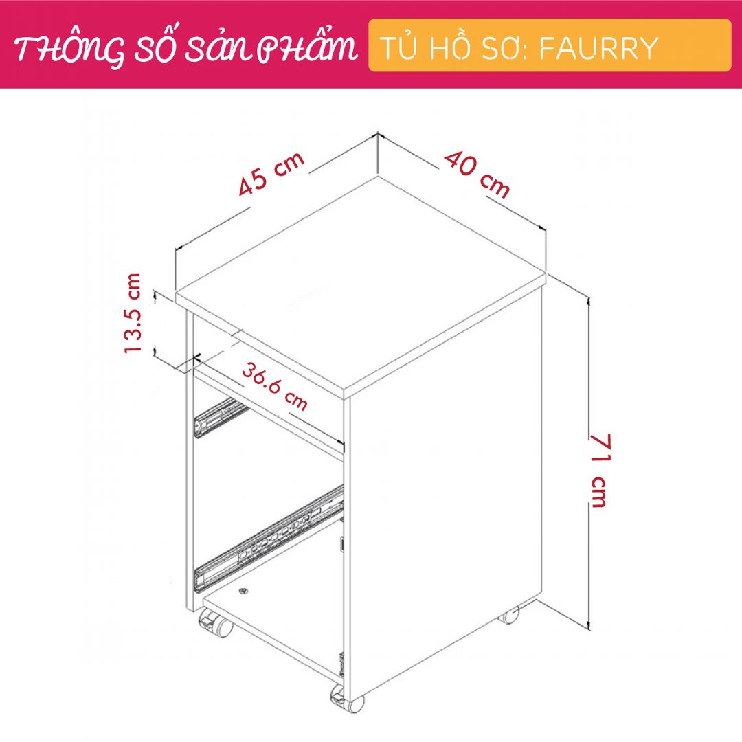 Tủ đựng tài liệu, hồ sơ SMLIFE Faurry | Gỗ MDF dày 17mm chống ẩm | D40xR45xC71cm