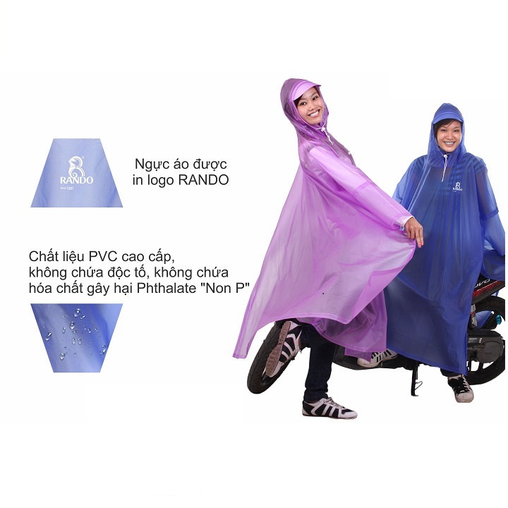 Áo mưa Rando Poncho cổ rùa trong màu Freesize ( GIAO MÀU NGẪU NHIÊN) giúp che chở cho người thân yêu của bạn