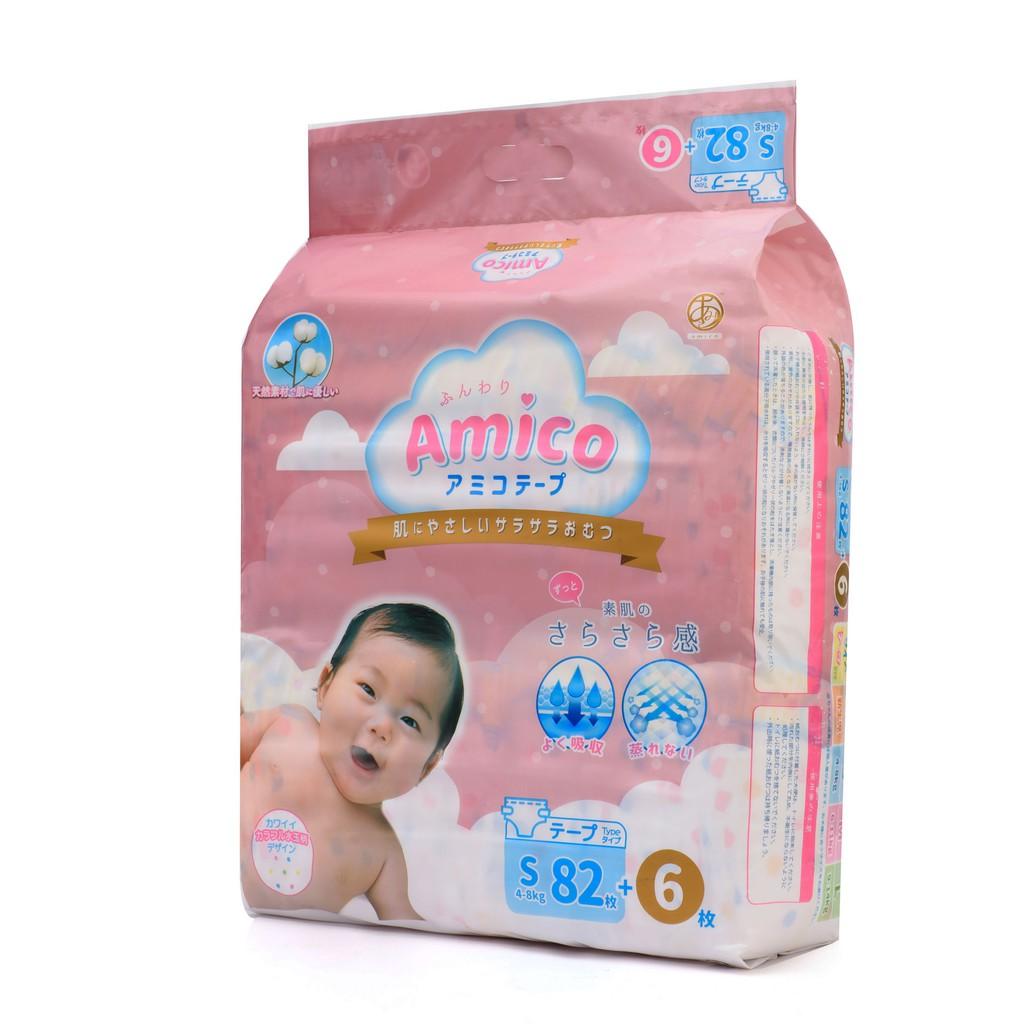 Bỉm - Tã dán Amico size S 82+ 6 miếng (Cho bé 4 - 8 kg)