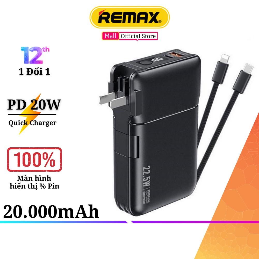 Pin sạc dự phòng Remax 20000mAh đa năng kèm cáp TypeC &amp; Iight-ning(iP) - Kiêm củ sạc Remax -RPP 267 Hàng Chính Hãng Remax