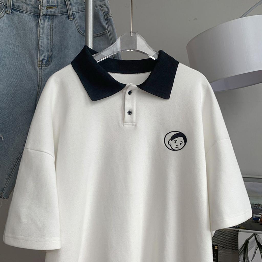 Áo polo unisex tay lỡ form rộng , áo thun cổ bẻ nam nữ chất cotton cá sấu mềm và mát, logo thêu – MayLinh shop