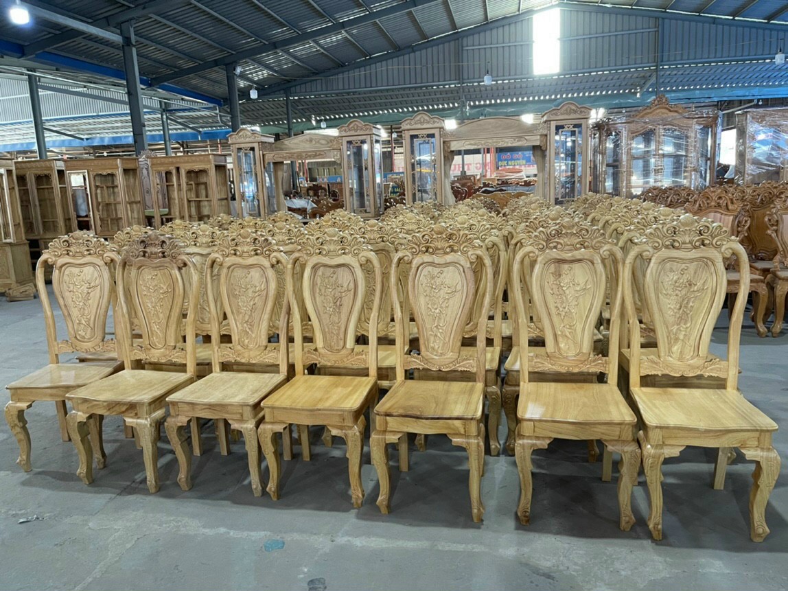 Bàn ăn tròn 10 ghế gỗ gõ đỏ cao cấp 100%
