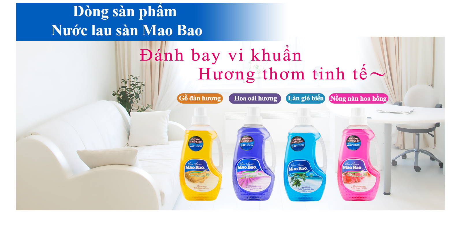 Nước Lau Sàn Mao Bao Hương Làn Gió Biển Mao Bao chai 1200ml