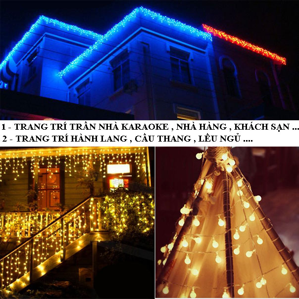 Đèn Led Trang Trí Bóng Tròn Dài 6M - 40  Bóng Trang Trí Noel Lễ Tết