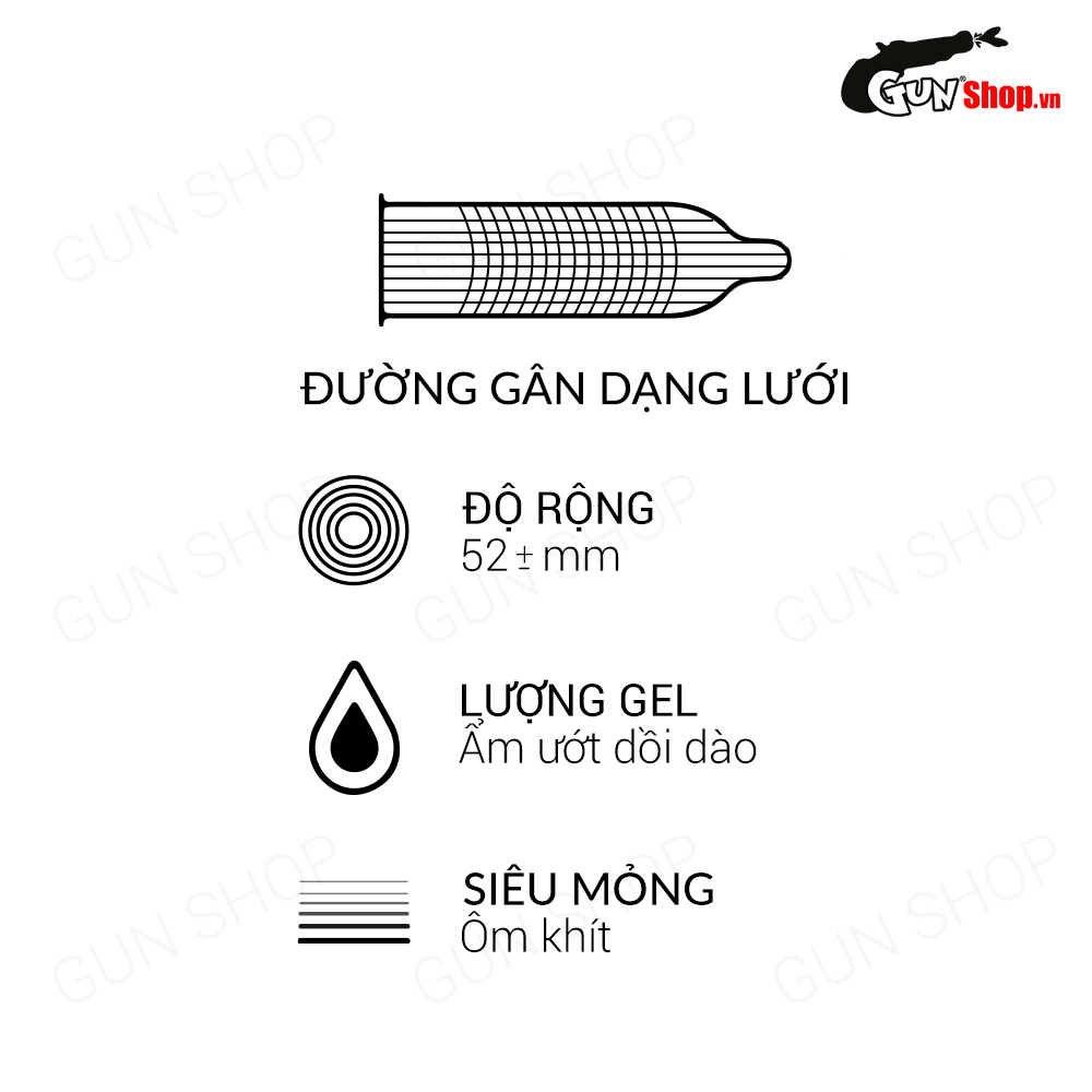 [Hộp 10 cái] Bao cao su Muaisi Hồng - Nhiều gel, siêu mỏng kèm 1 chiếc BCS Gun Super Thin