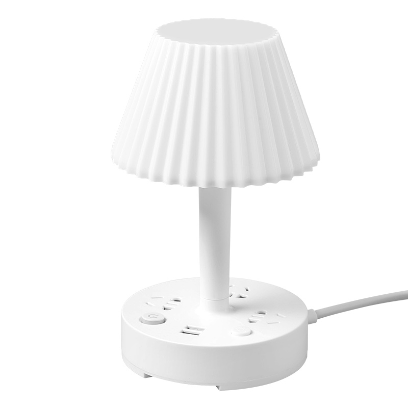 Đèn ngủ HUGAM có 3 ổ cắm điện công suất 2500w , 2 cổng sạc USB 5V/2A tặng kèm giá đỡ điện thoại