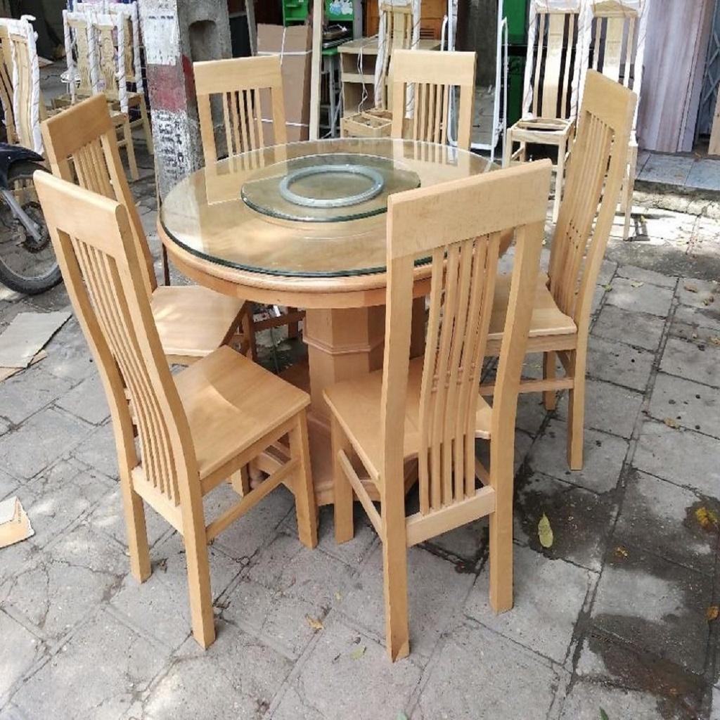 Bộ Bàn Ăn Tròn Gỗ Sồi Nga