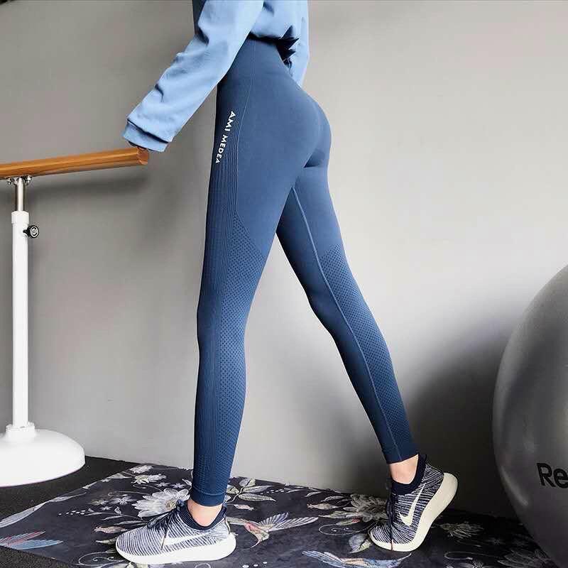 Gym, Yoga, Aerobic Nữ Dáng Dài Chất Liệu Vải Dệt Kim Co Giãn, Cạp Cao Thấm Mồ Hôi Tốt