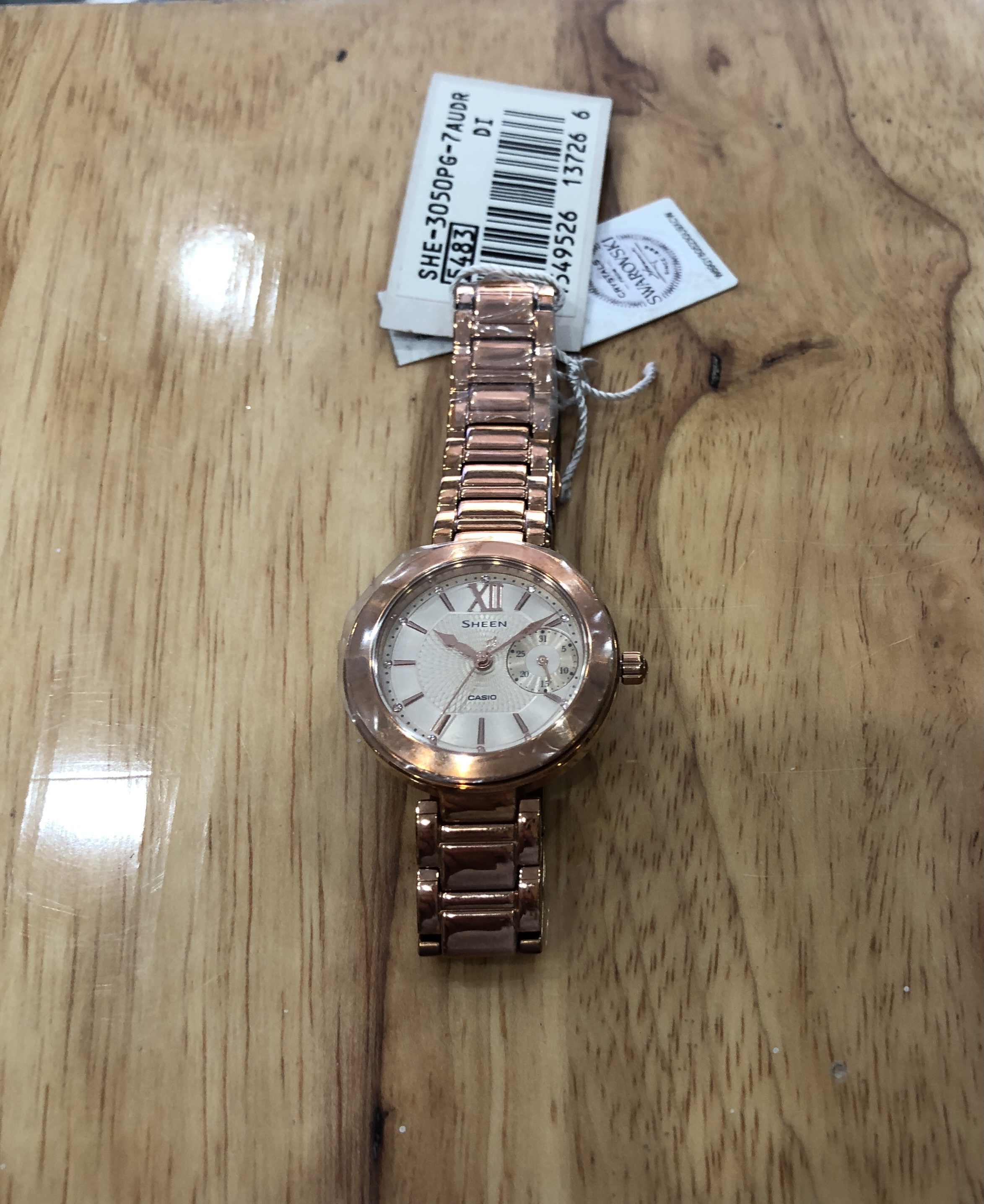 Đồng hồ NỮ dây thép không gỉ casio SHE-3050PG-7AUDR