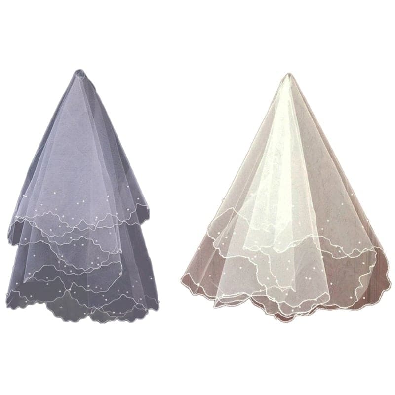 Voan cài tóc, Mạng che mặt dạng miếng cho Cô dâu và Dạ hội, đi tiệc, sự kiện màu trắng kem viền ren