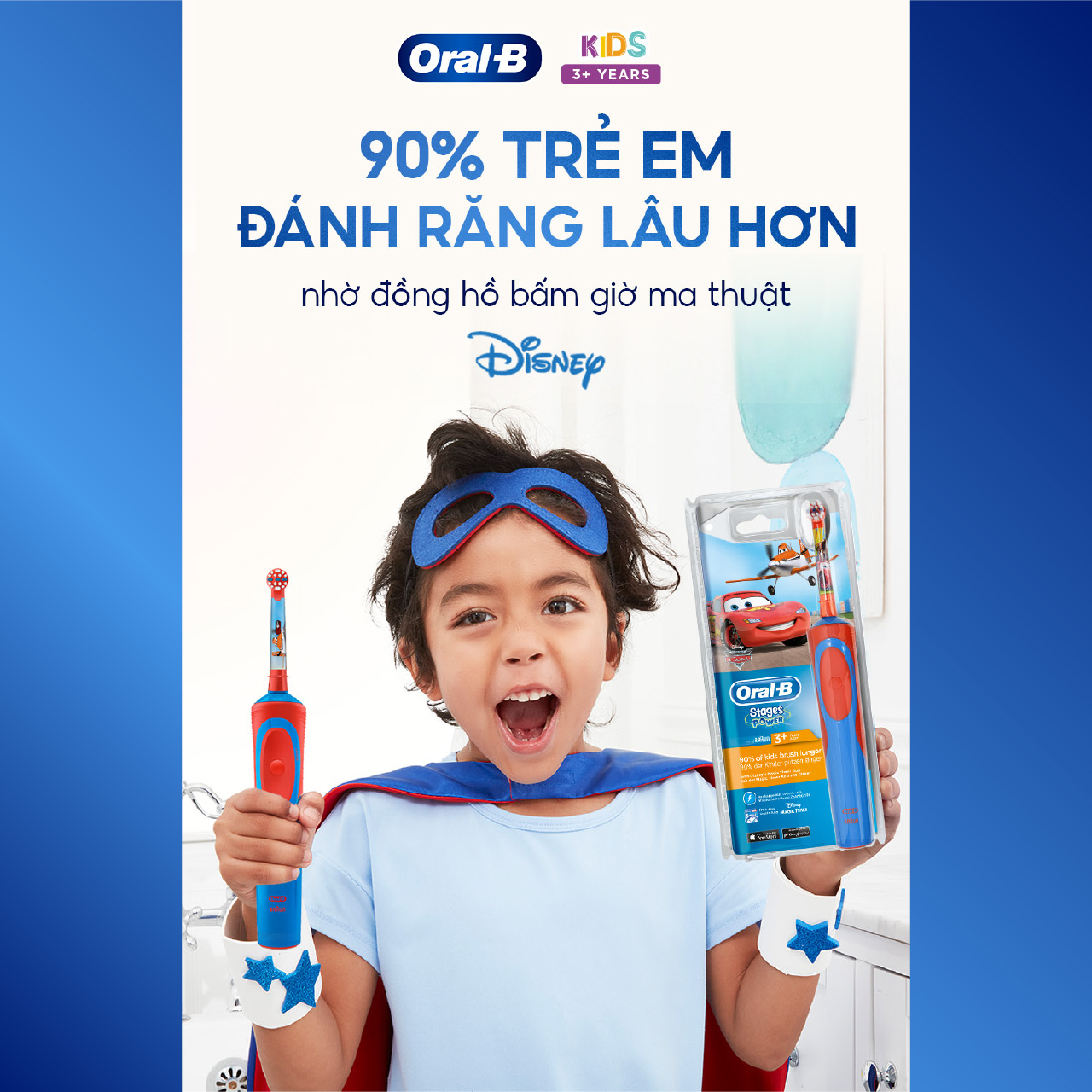 Bàn chải đánh răng điện trẻ em Oral-B Vitality D12  Cars-Hàng chính hãng