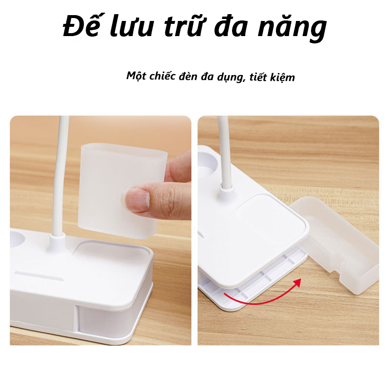 Đèn bàn học đọc sách tích điện  cảm ứng bảo vệ mắt 3 chế độ ánh sáng Xoay 360 độ