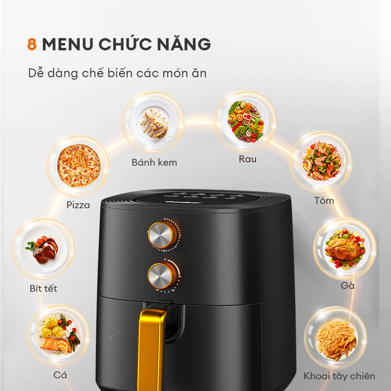 Nồi chiên không dầu GAABOR GA-M6A dung tích 6 lít công suất mạnh 1700W - Hàng chính hãng