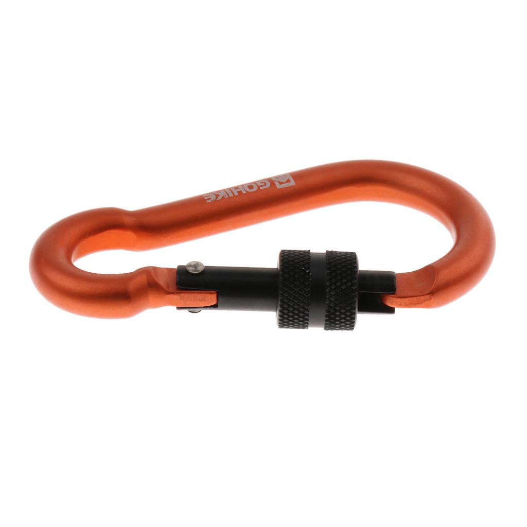 Outdoor Aluminum Alloy Climbing Screw Locking Keychain Hook golden orange