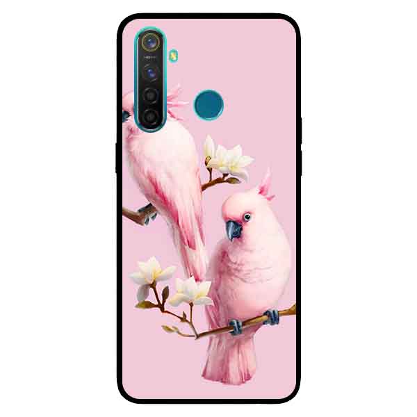 Hình ảnh Ốp Lưng in cho Realme 5 Pro / Realme Q Mẫu Chim Vẹt Nền Hồng - Hàng Chính Hãng