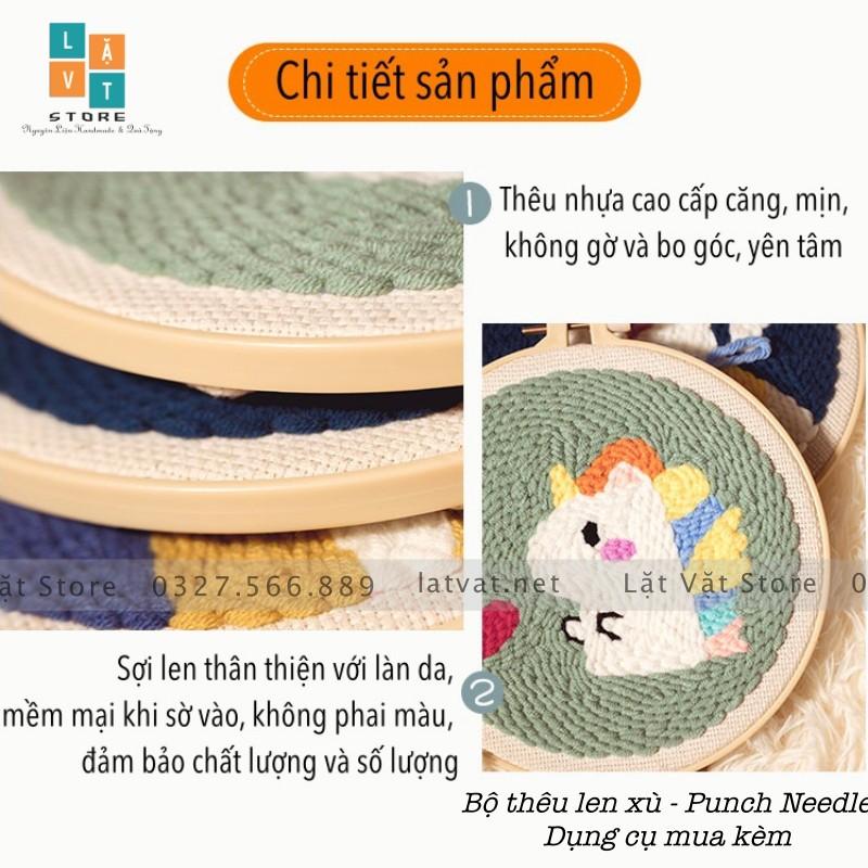 Bộ Thêu Len Xù Trang Trí Decor Kỳ Lân Sắc Màu - Punch Needle - Có Video hướng dẫn cơ bản