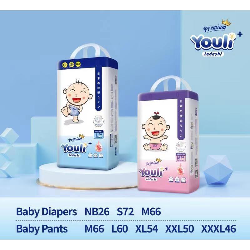 Tã Bỉm Dán Sơ Sinh YOULI Tý Quậy Size M 66 Miếng Đai Chun Mềm Mại, Mỏng Nhẹ Siêu Thấm Hút Cho Bé 6-11kg