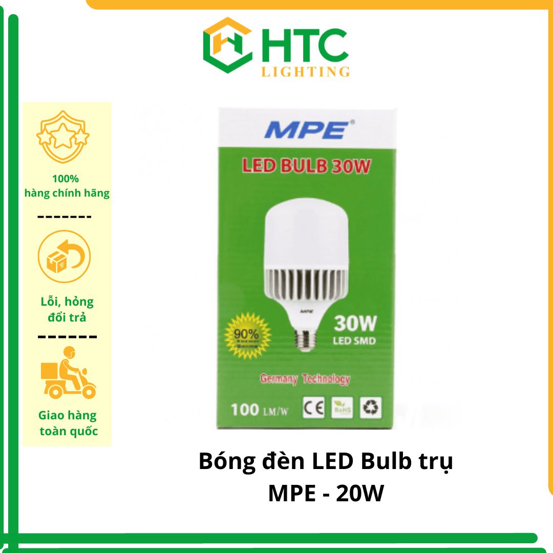 Bóng đèn led BULB Trụ Nhôm 20W, seri LB- Thương Hiệu MPE