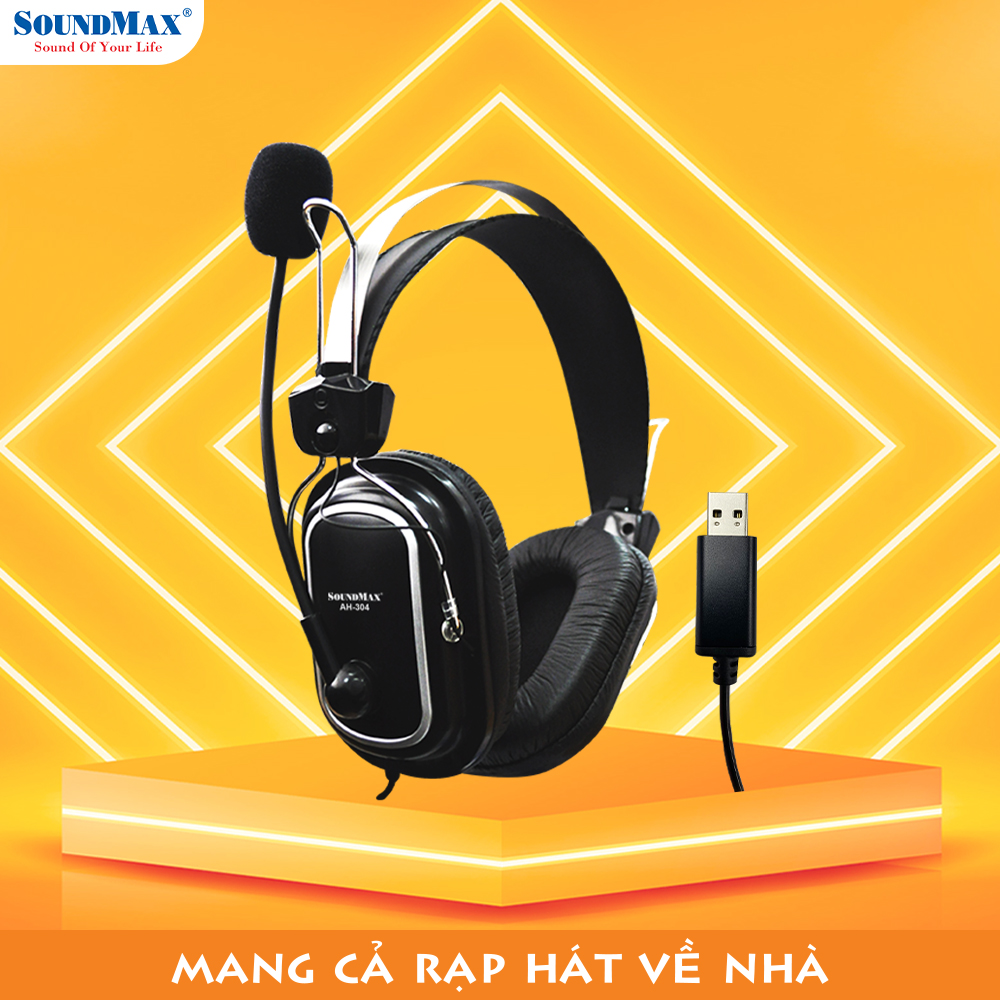 Tai Nghe Chụp Tai SoundMax AH-304 | Wired Headset SoundMax AH304 , Âm Thanh Sống Động, Thiết Kế Ôm Trọn Tai, Micro Xoay Gập, Bảo Hành 12 Tháng - Hàng Chính Hãng