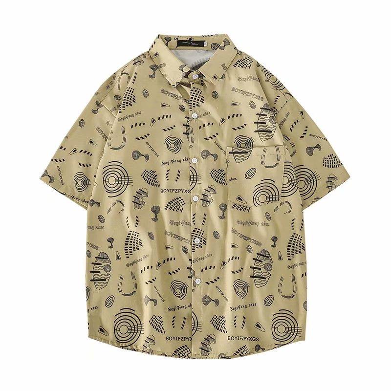 Áo Sơ Mi Nam Tay Ngắn In Họa Tiết Thời Trang 2 Màu