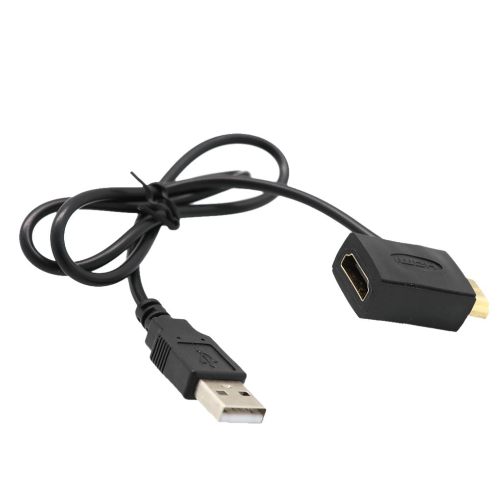 2 Pieces HDMI M to F Adapter Plug With USB 2.0 Power Supply Connector Cable