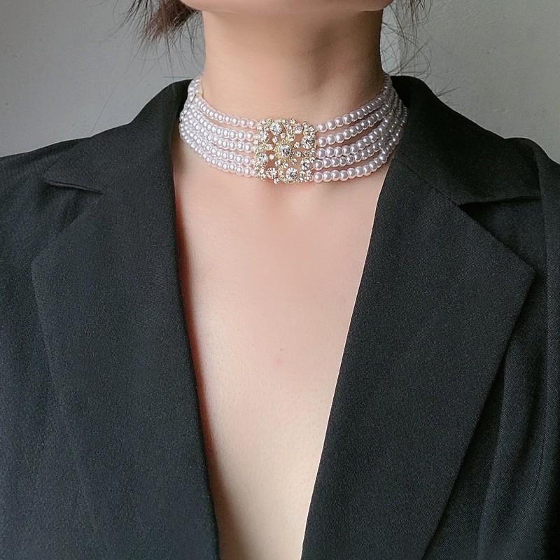 Dây chuyền phong cách quý phái đính đá sang chảnh, choker đi tiệc, vòng cổ đính hạt