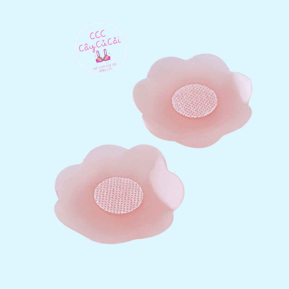 Cặp miếng dán đầu ti, miếng dán ngực silicon hình hoa mai hoặc hình tròn- CCC042