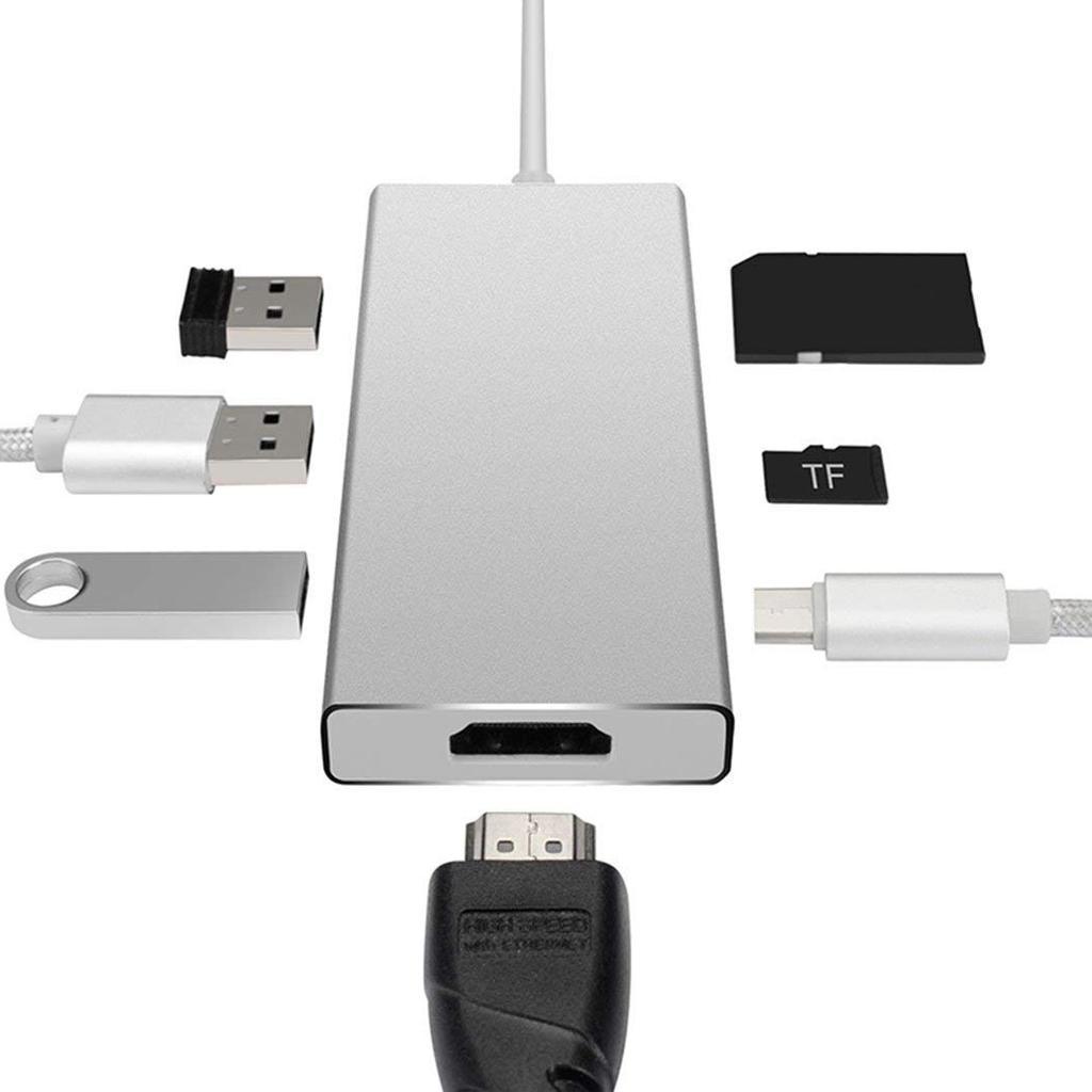 7 in 1 Type C to HDMI Hub Charging Card Reader USB 3.0 SD TF Adapter