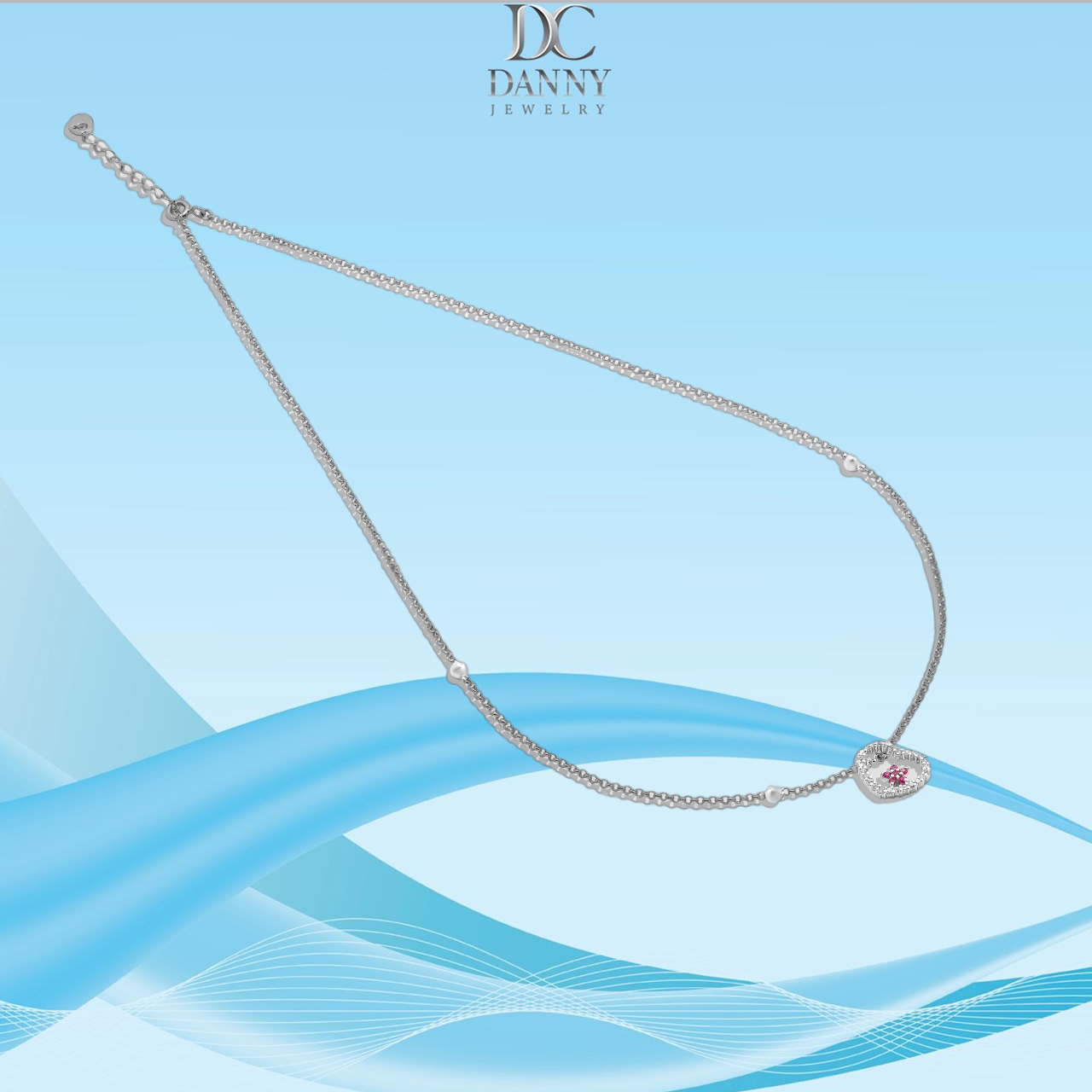 Dây Chuyền Có Mặt Danny Jewelry Bạc 925 Xi Vàng Hồng/Rhodium Đính Đá CZ Hình Trái Tim DM046