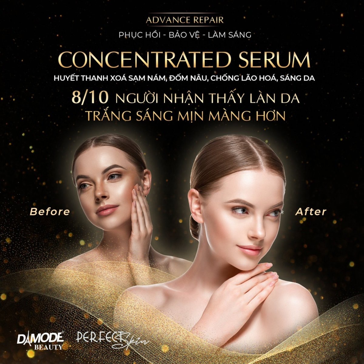 Huyết thanh xóa nám xóa đốm nâu ngăn lão hóa da CONCENTRATED SERUM DAMODE chai 30ml