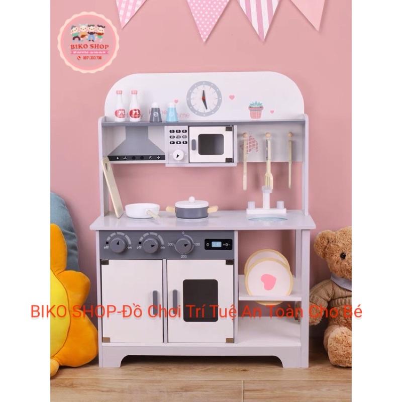 Đô chơi cho bé Bếp lắp ghép  bằng gỗ trắng 80cm