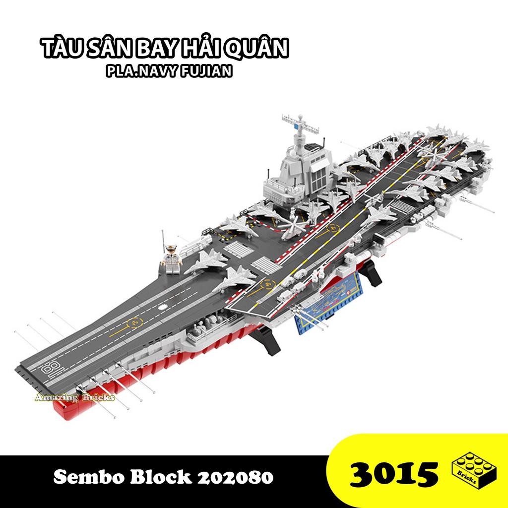 Đồ chơi Lắp ráp Tàu sân bay PLA.Navy Fujian, Sembo Block 202080 Aircraft, Xếp hình thông minh, Mô hình thuyền chiến