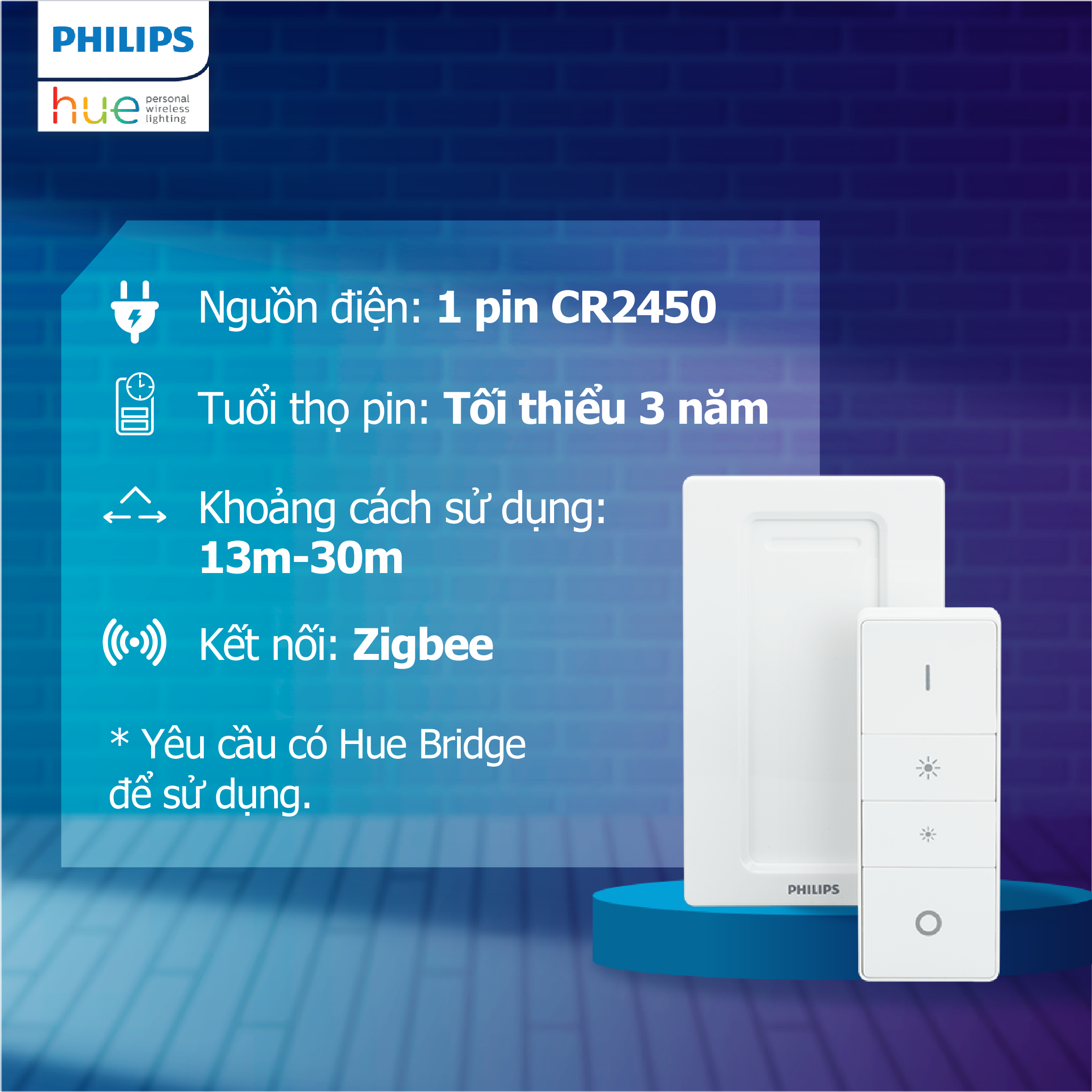 Điều khiển không dây Philips Hue Dimmer Switch