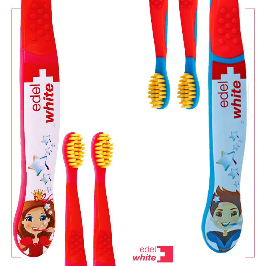 Bàn chải trẻ em 0-6 tuổi siêu mềm Edelwhite KIDS FLOSSERBRUSH dòng cao cấp