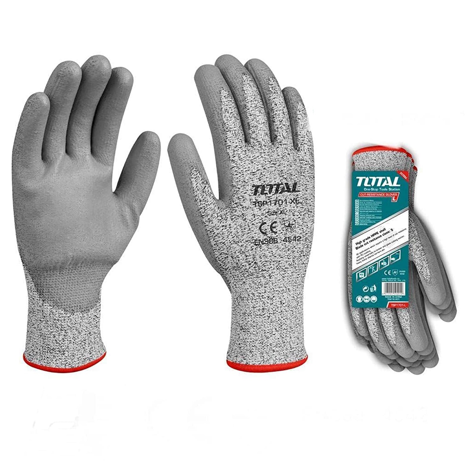 Găng tay chống cắt TOTAL TSP1701 - size XL tay người lớn, có độ co giãn tốt, dùng thoải mái