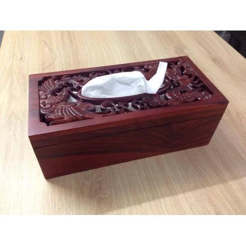 Hộp đựng khăn giấy gỗ Hương trạm khắc cao cấp nhiều mẫu