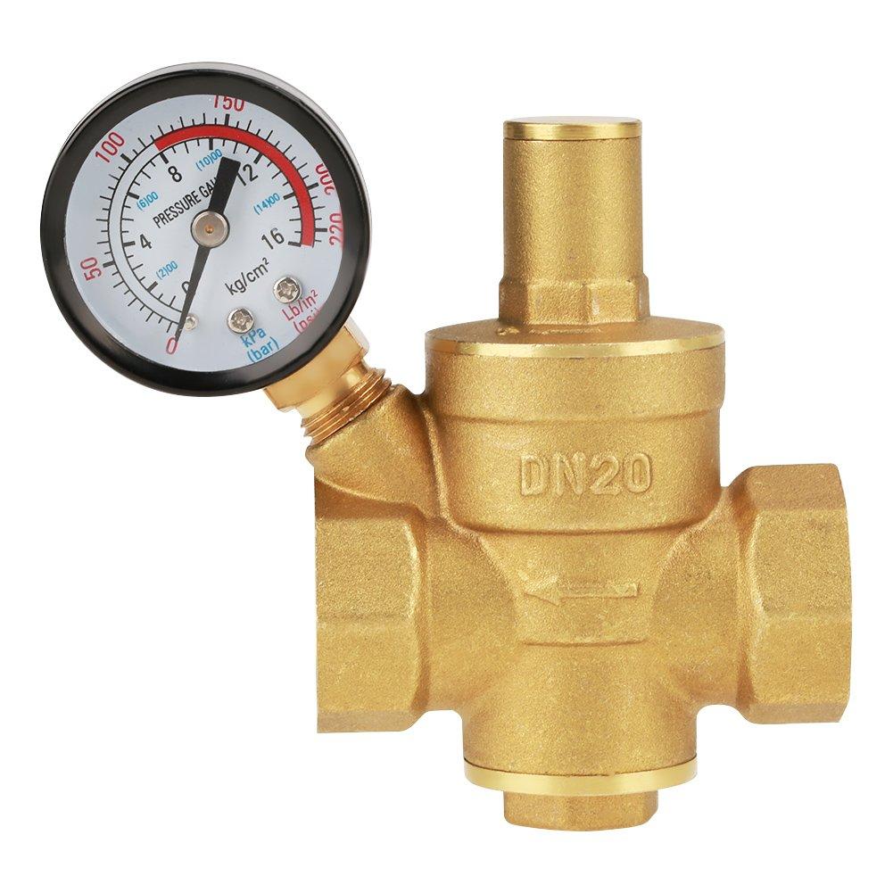 Van giảm áp suất nước DN20 có thể điều chỉnh bằng đồng thau với đồng hồ đo áp suất, điều chỉnh giảm áp suất nước trong đồng thau bằng đồng thau