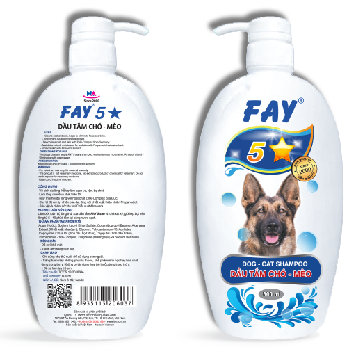 Sữa tắm cho chó Fay  Fay 5 sao 300ml/800ml | Khử mùi | Diệt Ve | Giữ ẩm | Mượt lông