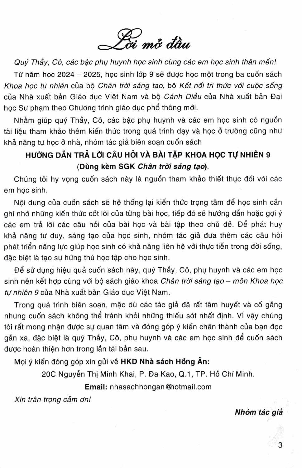 Hướng Dẫn Trả Lời Câu Hỏi Và Bài Tập Khoa Học Tự Nhiên 9 (Dùng Kèm SGK Chân Trời Sáng Tạo) - HA