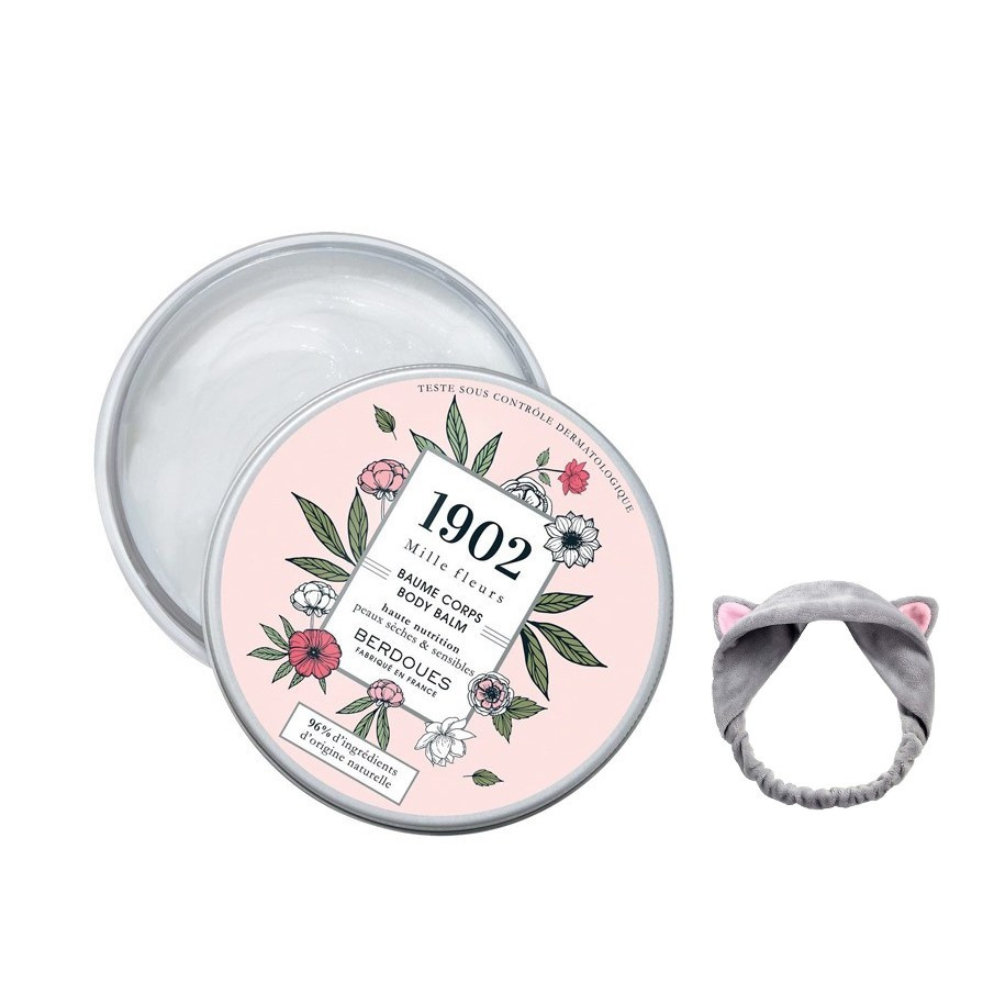 Kem Dưỡng Thể Hương Nước Hoa Pháp Berdoues 1902 Mille Fleurs Body Balm 200ml + tặng kèm 1 băng đô tai mèo (màu ngẫu nhiên)